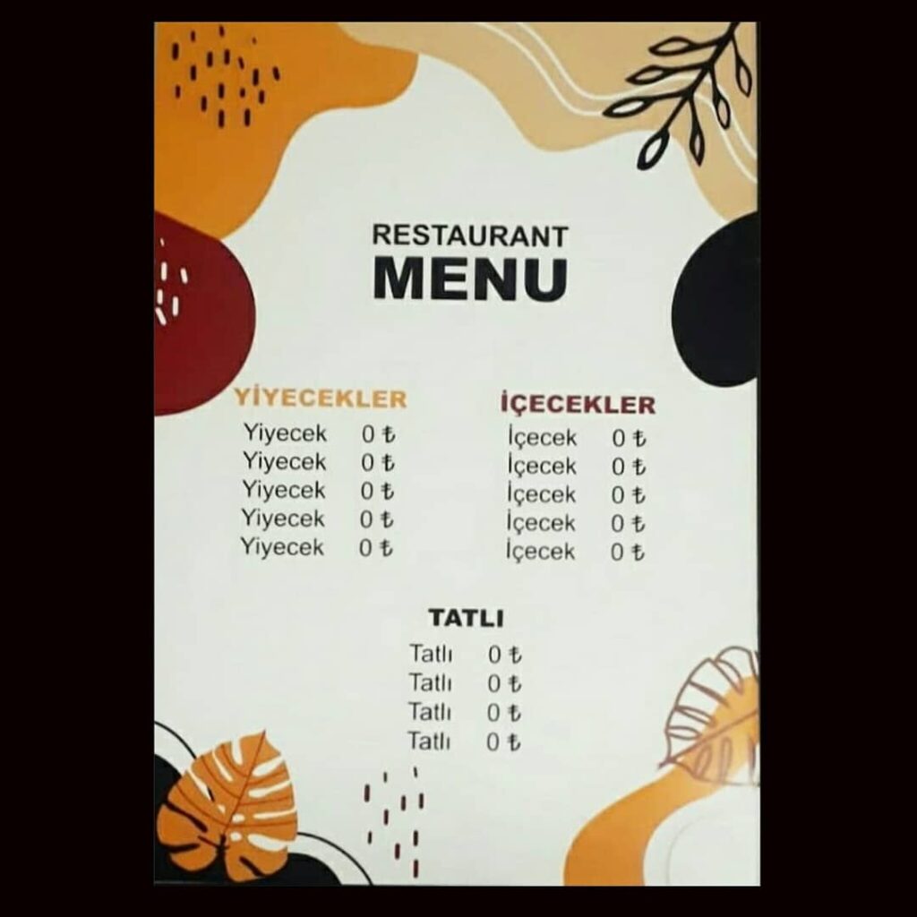 Örnek Menü Tasarımları 10