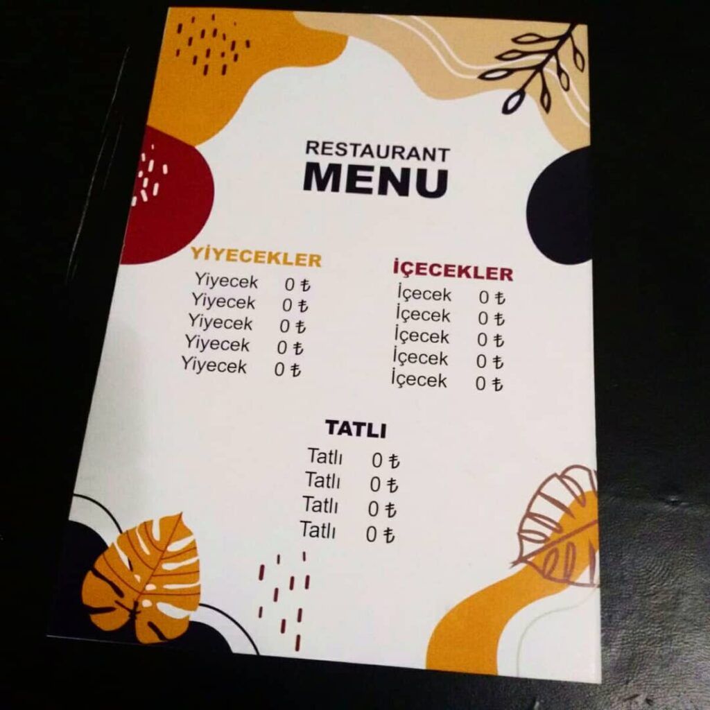 Örnek Menü Tasarımları 8
