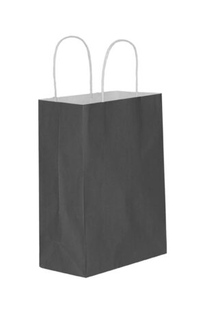 Büküm saplı siyah renk kraft poşet 18x24x8