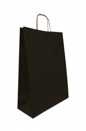 büküm saplı siyah kraft çanta 25x31x12