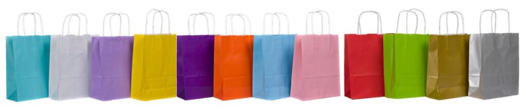 Beyaz kraft renkli poşetler